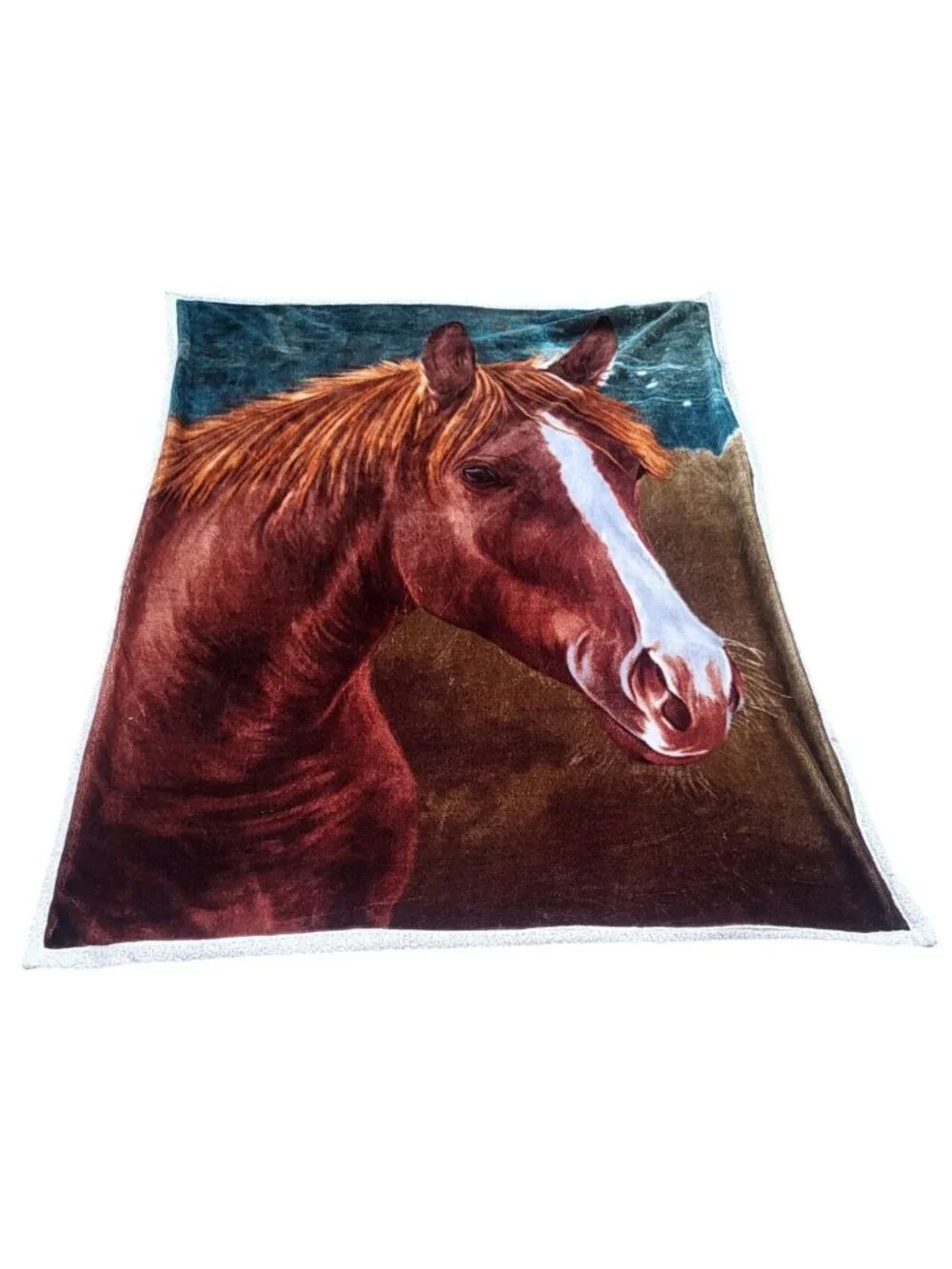 Horse Print Vintage Throw Blanket - Soft Fleece with Western Equestrian Design